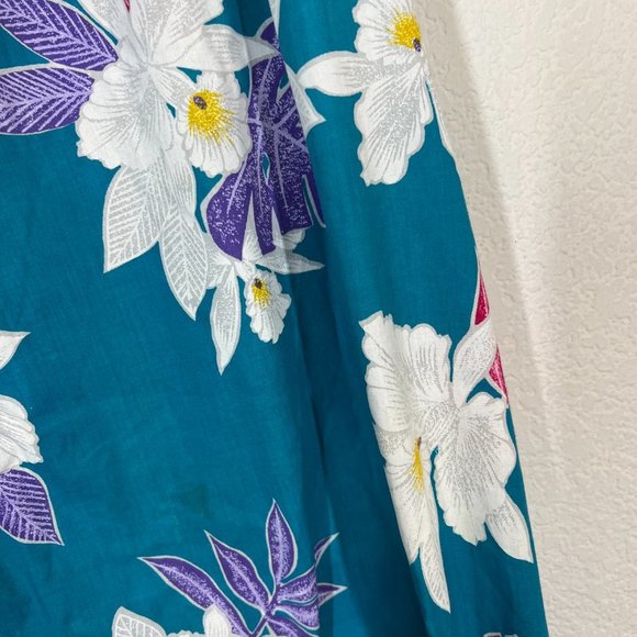 Vintage Hawaiian Maxi Dress Mumu Muumuu Floral Blue Pink White - Picture 10 of 11